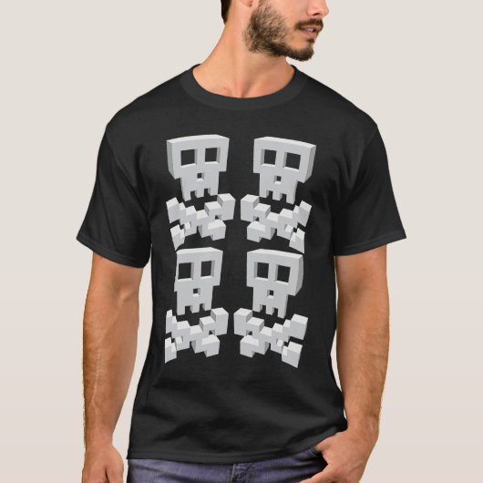 Surreal Pixel Skulls Large minimalist retro style Tシャツ (正面)