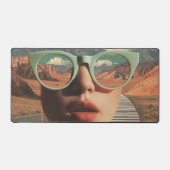 Surreal Portrait With Glasses Reflecting Desert デスクマット (正面)