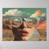 Surreal Portrait With Glasses Reflecting Desert ポスター (正面)