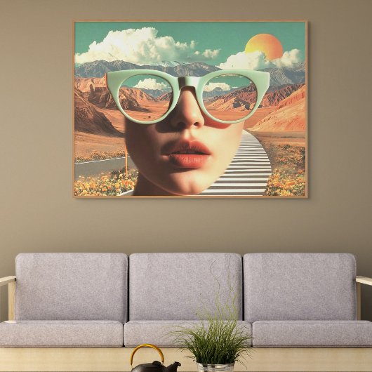 Surreal Portrait With Glasses Reflecting Desert ポスター