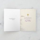 Surreal Purple Flowers Tree with Bird Birthday カード (内部)