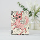 Surreal Red Fox Illustration - Quirky Indie art ポストカード (スタンド正面)