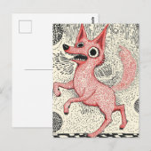 Surreal Red Fox Illustration - Quirky Indie art ポストカード (正面/裏面)