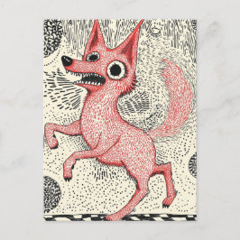 Surreal Red Fox Illustration - Quirky Indie art ポストカード