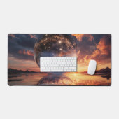 Surreal Reflective Sphere Containing Stars デスクマット (キーボード&マウス)