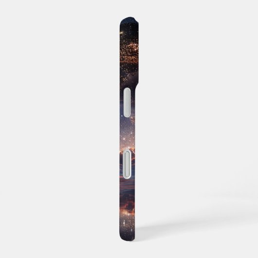 Surreal Reflective Sphere Containing Stars iPhone 16ケース (右側面)