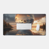 Surreal Reflective Sphere With Sunset Clouds Over  デスクマット (キーボード&マウス)