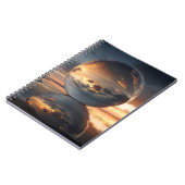 Surreal Reflective Sphere With Sunset Clouds Over  ノートブック (左側)