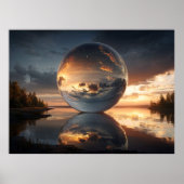 Surreal Reflective Sphere With Sunset Clouds Over  ポスター (正面)