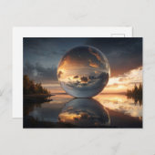 Surreal Reflective Sphere With Sunset Clouds Over  ポストカード (正面/裏面)