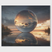 Surreal Reflective Sphere With Sunset Clouds Over  ラッピングペーパー (フラット)