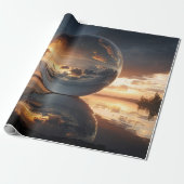 Surreal Reflective Sphere With Sunset Clouds Over  ラッピングペーパー (アンロールド)