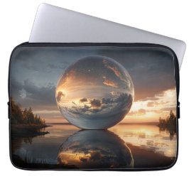 Surreal Reflective Sphere With Sunset Clouds Over  ラップトップスリーブ