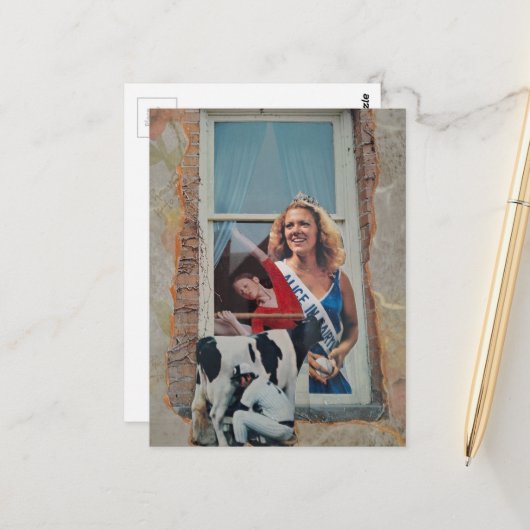 Surreal Retro Alice in Dairyland Collage ポストカード (正面/裏面インサイチュ)