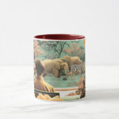 Surreal Safari Scene With Elephants Zebras マグカップ (中央)