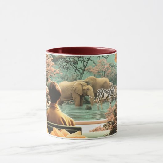 Surreal Safari Scene With Elephants Zebras マグカップ (中央)