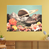 Surreal Saturn Over Mountain Valley キャンバスプリント (インサイチュ (リビング))