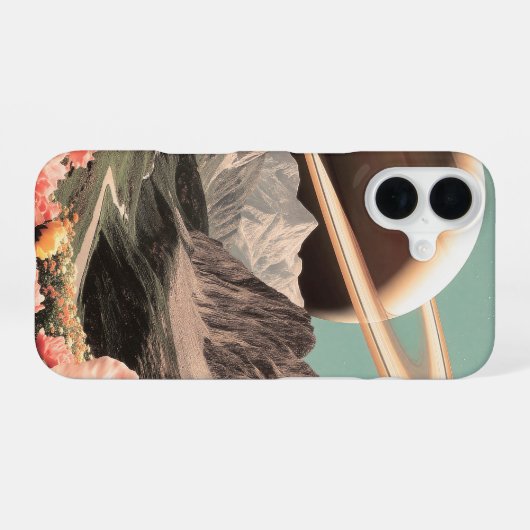 Surreal Saturn Over Mountain Valley iPhone 16ケース (裏面横)