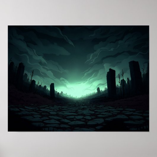 Surreal Sci-Fi Farm with Rocket Launch Illustratio ポスター (正面)