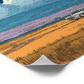 Surreal Sci-Fi Farm with Rocket Launch Illustratio ポスター (角)