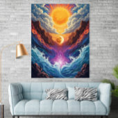 Surreal Sun and Moon Abstract Landscape Poster ポスター