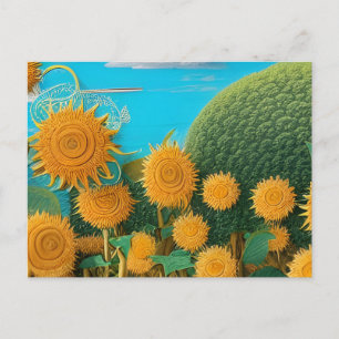 Surreal Sunflowers of Yarn ポストカード