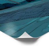 Surreal Teal Twilight Suburb Scene ポスター (コーナー)