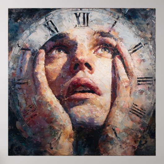 Surreal Time Trap Clock Human Concept Wall Art ポスター (正面)