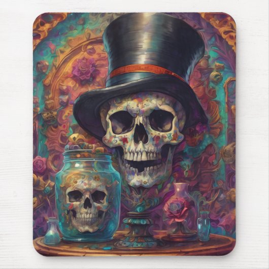 "Surreal Top Hat Skull" Art Mouse Pad マウスパッド (正面)