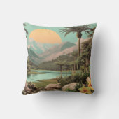 Surreal Tropical Lake With Palm Trees クッション (裏面)