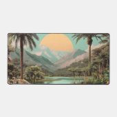 Surreal Tropical Lake With Palm Trees デスクマット (正面)