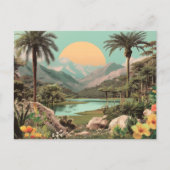 Surreal Tropical Lake With Palm Trees ポストカード (正面)