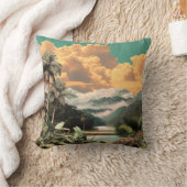 Surreal Tropical Valley With Palm Trees クッション (ブランケット)