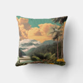 Surreal Tropical Valley With Palm Trees クッション (裏面)