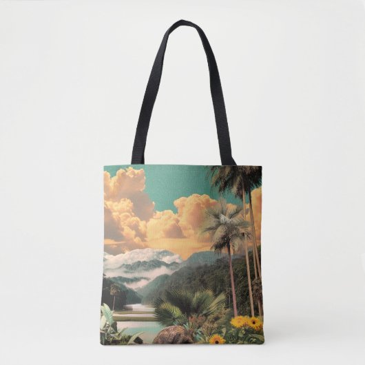 Surreal Tropical Valley With Palm Trees トートバッグ (正面)