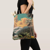 Surreal Tropical Valley With Palm Trees トートバッグ (クローズアップ)