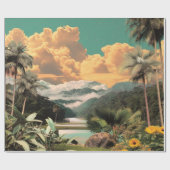 Surreal Tropical Valley With Palm Trees ラッピングペーパー (フラット)
