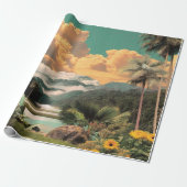Surreal Tropical Valley With Palm Trees ラッピングペーパー (アンロールド)