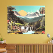Surreal Tropical Valley With Waterfalls キャンバスプリント (インサイチュ (リビング))