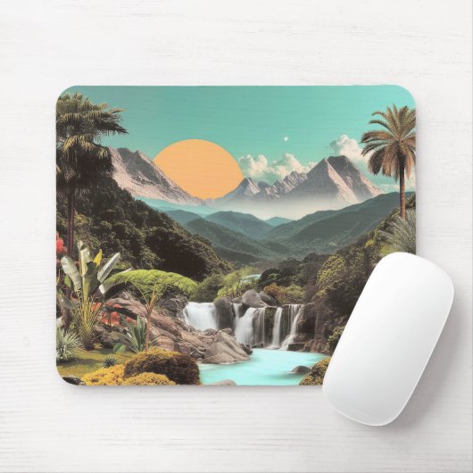 Surreal Tropical Valley With Waterfalls マウスパッド (マウス)