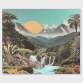 Surreal Tropical Valley With Waterfalls ラッピングペーパー (フラット)