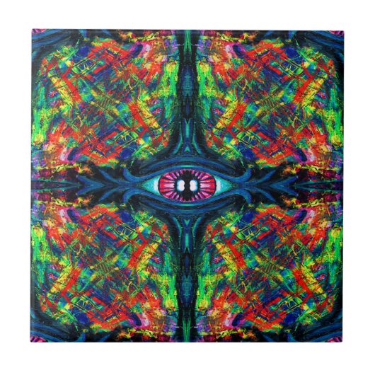 Surreal Twisted Trippy Eye Visionary Oil Painting  タイル (正面)