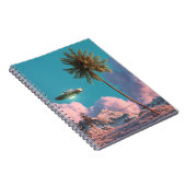 Surreal UFO and Palm Tree Mountain Scene ノートブック (右側)