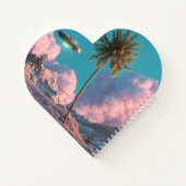 Surreal UFO and Palm Tree Mountain Scene ノートブック (裏面)