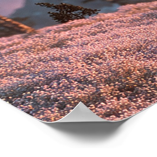 Surreal UFO and Palm Tree Mountain Scene ポスター (角)