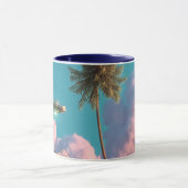 Surreal UFO and Palm Tree Mountain Scene マグカップ (中央)