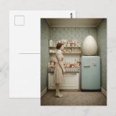 Surreal Vintage Kitchen With Giant Egg ポストカード (正面/裏面)