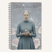 Surreal Woman Celestial Floral Doodle Journal ノートブック (正面)