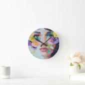 Surreal Woman Floral Eyes Petals Wind Wall Art ラウンド壁時計 (ホーム)