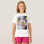 Surreal Woman Floral Eyes Petals Wind Wall Art Tシャツ (正面フル)